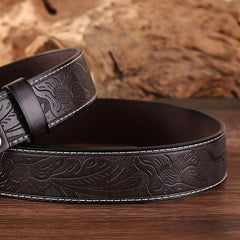 Embossed PU Leather Retro Western Cowboy Belt