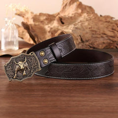 Embossed PU Leather Retro Western Cowboy Belt