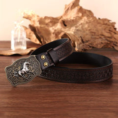 Cowboy Retro Belt Business Horse Buckle Pants Accessories Men