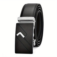 Men's Leather Belt Automatic Buckle Business Suit Waist Strap