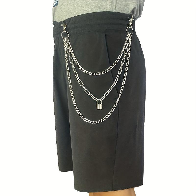 Lock Pendant Multilayer Metal Chain Pants Chain Men's Waist Chain