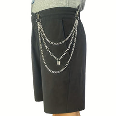 Lock Pendant Multilayer Metal Chain Pants Chain Men's Waist Chain