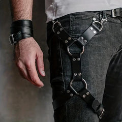 Men's Leather Leg Ring Punk Decorative Belt