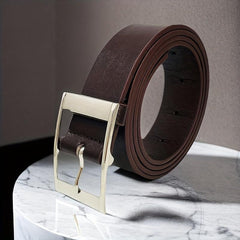 Chocolate Square Pin Buckle Casual Belt For Men