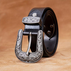 Carved Needle Buckle Retro Belt for Men