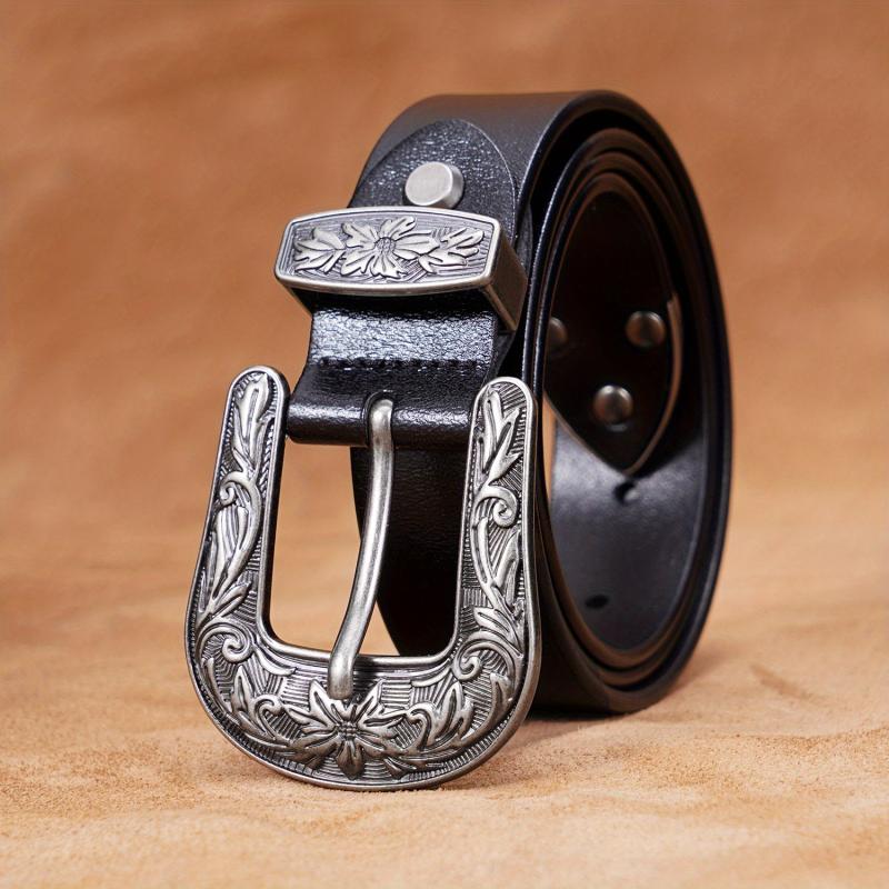 Carved Needle Buckle Retro Belt for Men