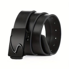Men's Smooth Buckle PU Leather Belt for Business Travel