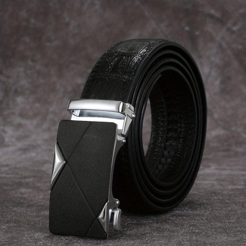 Men's Crocodile Pattern Automatic Buckle PU Leather Belt
