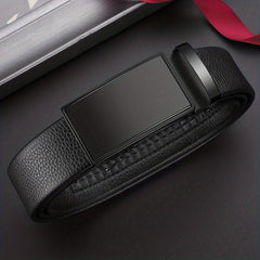 Men's PU Leather Belt Automatic Buckle Business Dress Accessory