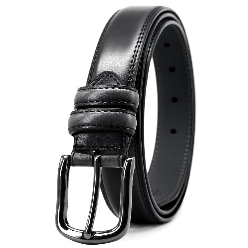 Men's Leather Dress Belt with Single Fork Buckle
