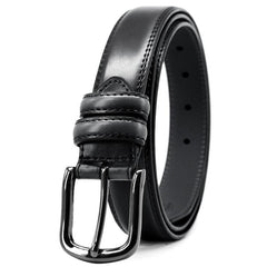 Men's Leather Dress Belt with Single Fork Buckle