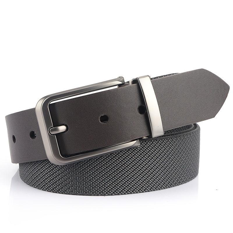 Men's Microfiber Pin Buckle Belt Casual Lightweight Inner Silver Buckle Belt