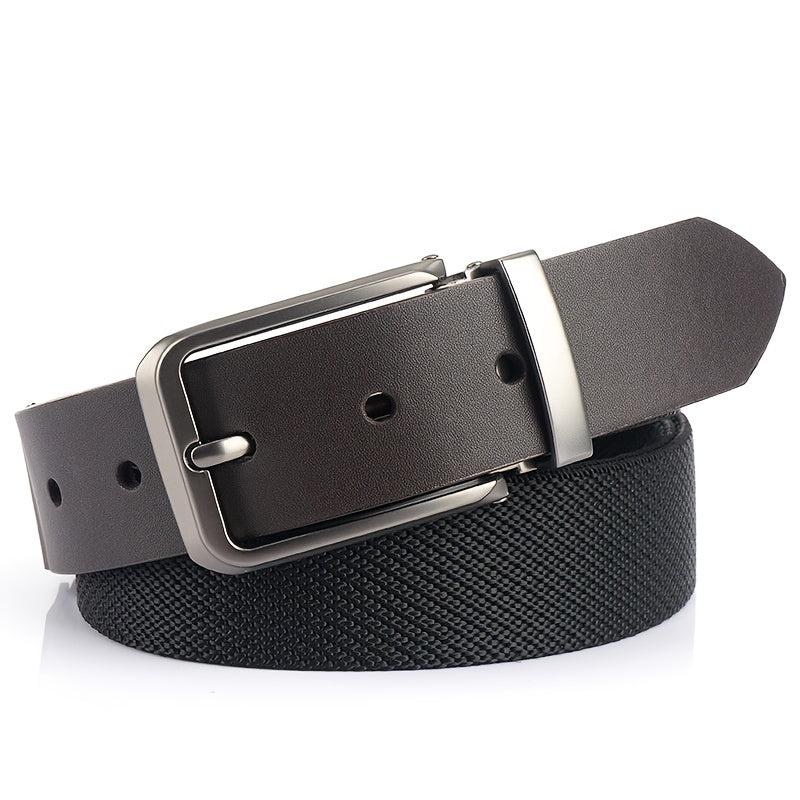 Men's Microfiber Pin Buckle Belt Casual Lightweight Inner Silver Buckle Belt