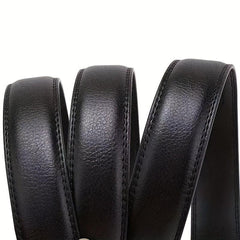Men's Leather Belt Ratchet Buckle Business Suit Waist Strap High Belt