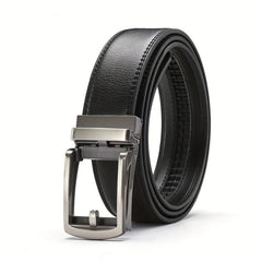 Men's Leather Belt Ratchet Buckle Business Suit Waist Strap High Belt