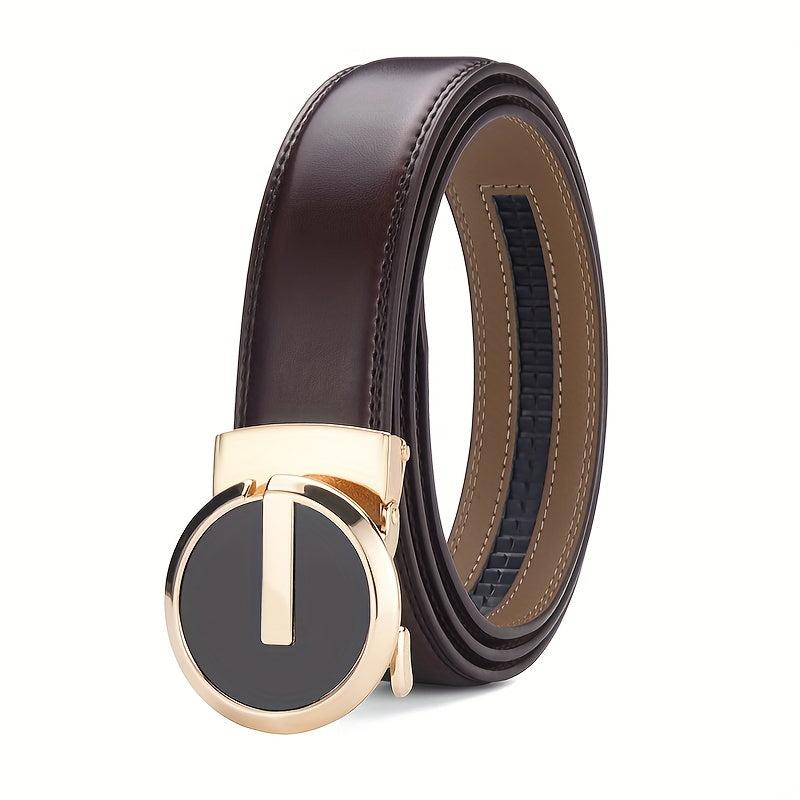 Men's Leather Belt Automatic Buckle 3 Wide Adjustable Length