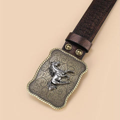 Retro Western Cowboy Belt Running Horse Buckle Belts