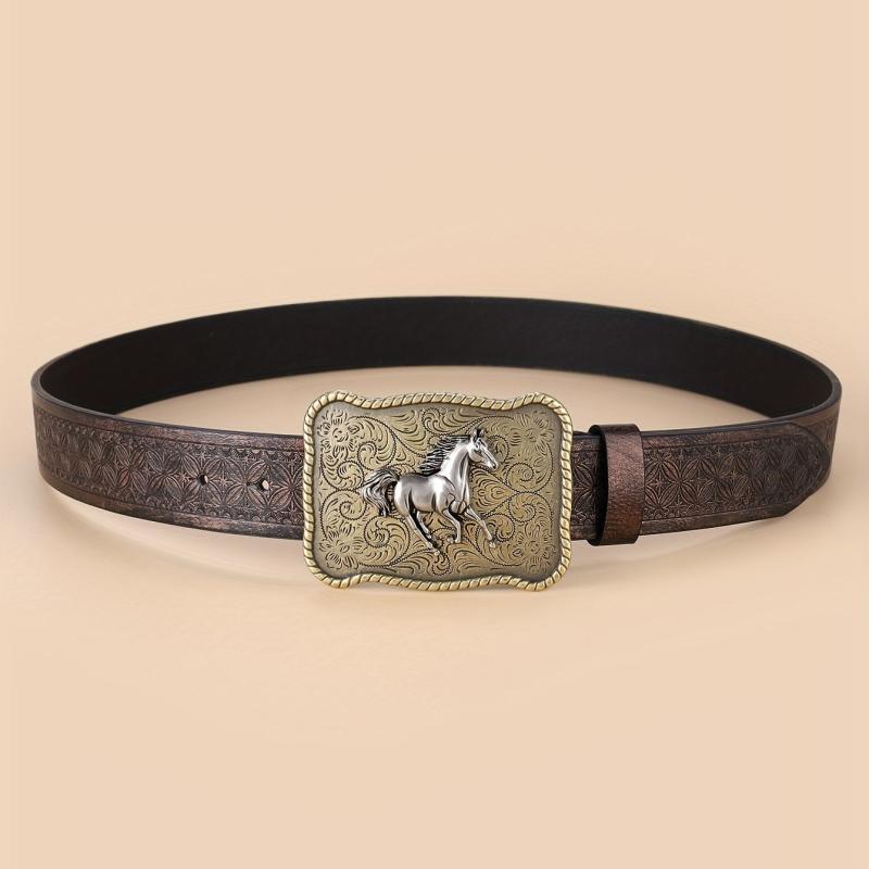 Retro Western Cowboy Belt Running Horse Buckle Belts