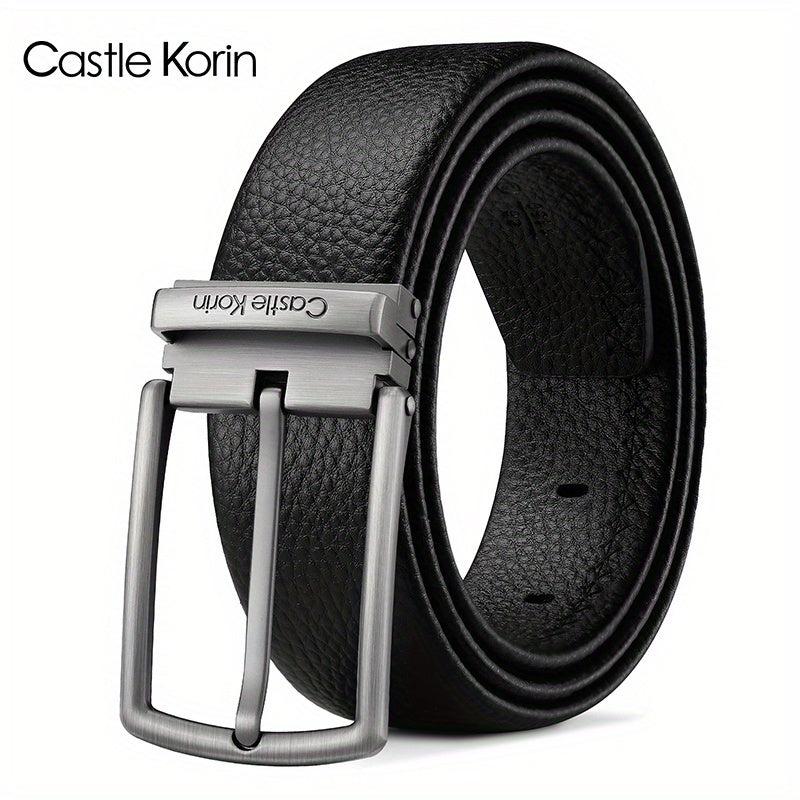 Men's High Leather Belt First Layer Cowhide Alloy Buckle - 37in Wide