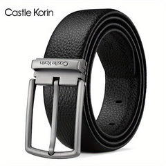 Men's High Leather Belt First Layer Cowhide Alloy Buckle - 37in Wide
