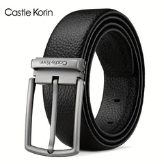 Men's High Leather Belt First Layer Cowhide Alloy Buckle - 37in Wide