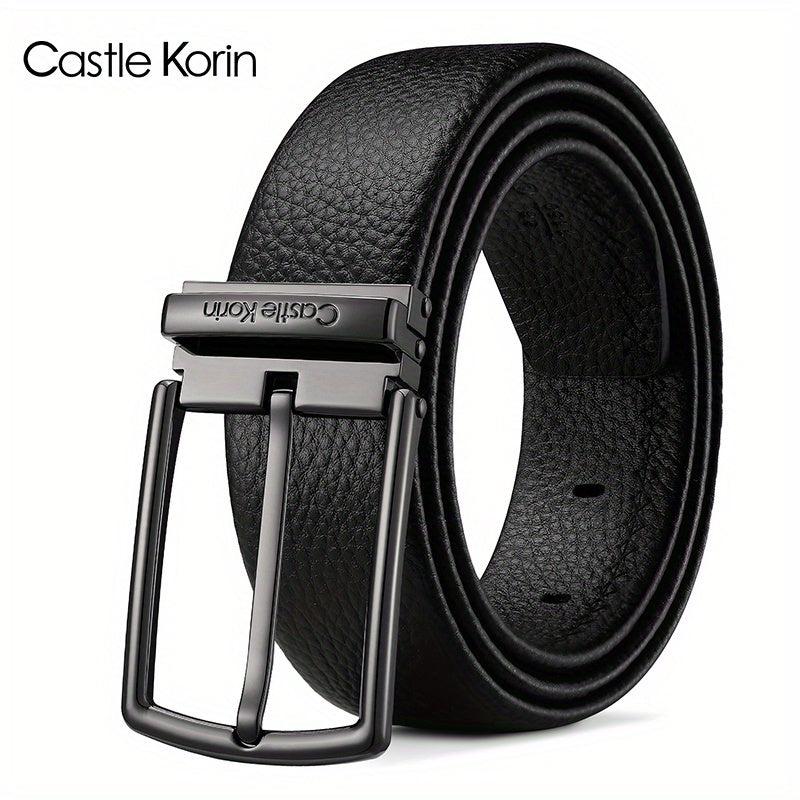 Men's High Leather Belt First Layer Cowhide Alloy Buckle - 37in Wide