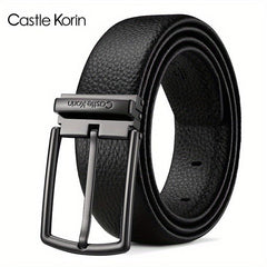 Men's High Leather Belt First Layer Cowhide Alloy Buckle - 37in Wide