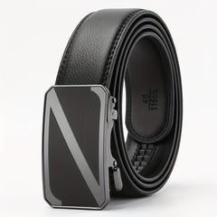 Men's Leather Belt Alloy Automatic Buckle Business Suit Waist Strap