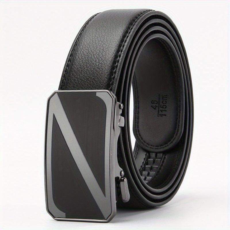 Men's Leather Belt Alloy Automatic Buckle Business Suit Waist Strap