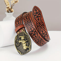 Embossed Leather Waistband Retro Casual Belt For Men
