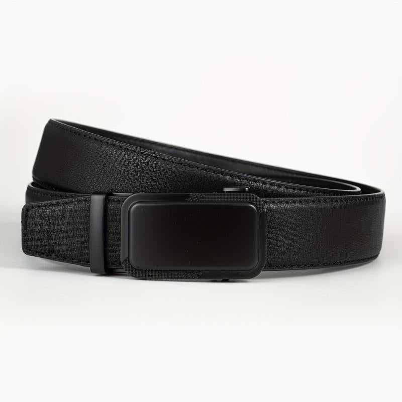 Men's Automatic Buckle PU Belt for Uniform Dress
