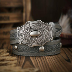 Vintage Pattern Buckle PU Leather Belt for Men