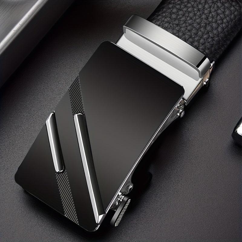 Men's 47in Faux Leather Auto Buckle Business Belt