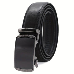 Men's Automatic Buckle PU Leather Belt for Business Suit