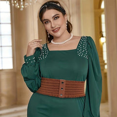 Wide Lace Waistband Elastic Belt Vintage Dress Coat Girdle for Women