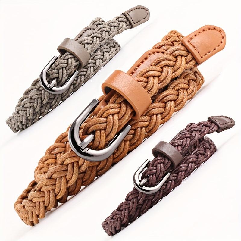 Vintage Braided Boho Belt Metal Buckle Girdle Women Punk Dress Belts