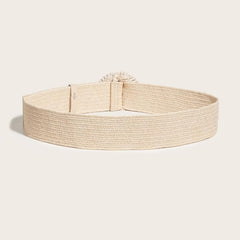 Boho Style Straw Belt Handwoven Buckle PP Grass Belt Stretch Skinny Belt