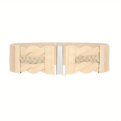 Vintage Braided Wide Elastic Waistband Belt for Women