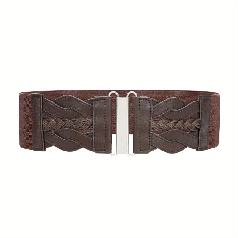 Vintage Braided Wide Elastic Waistband Belt for Women