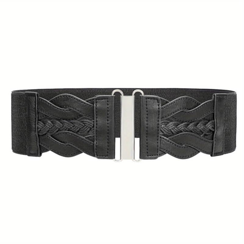 Vintage Braided Wide Elastic Waistband Belt for Women