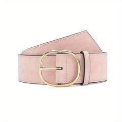 Oval Pin Buckle Wide Belt Vintage Women Coat Dress Belts PU