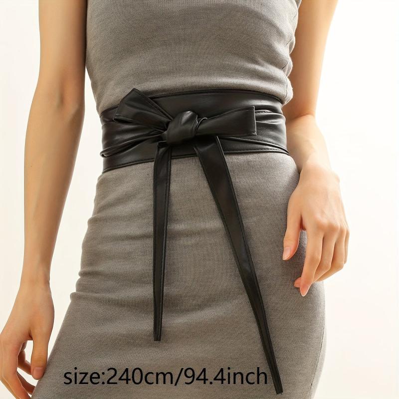 Vintage Bowknot Sash Belt PU Girdle Dress Belts Boho Cinch Waist Band