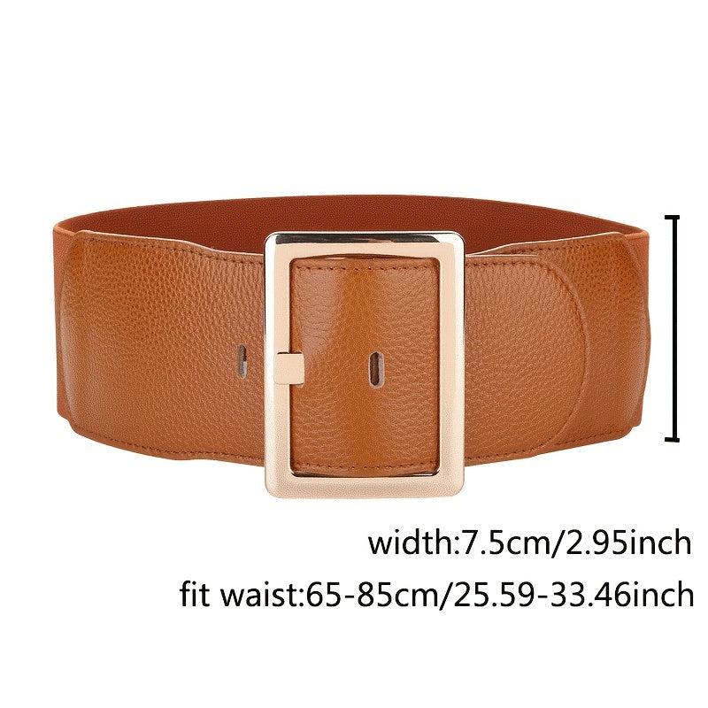 Women's Wide Girdle Waist Belt with Metal Buckle