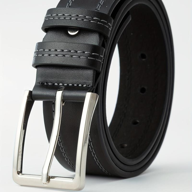 Men's Double Wire Alloy Needle Buckle PU Belt