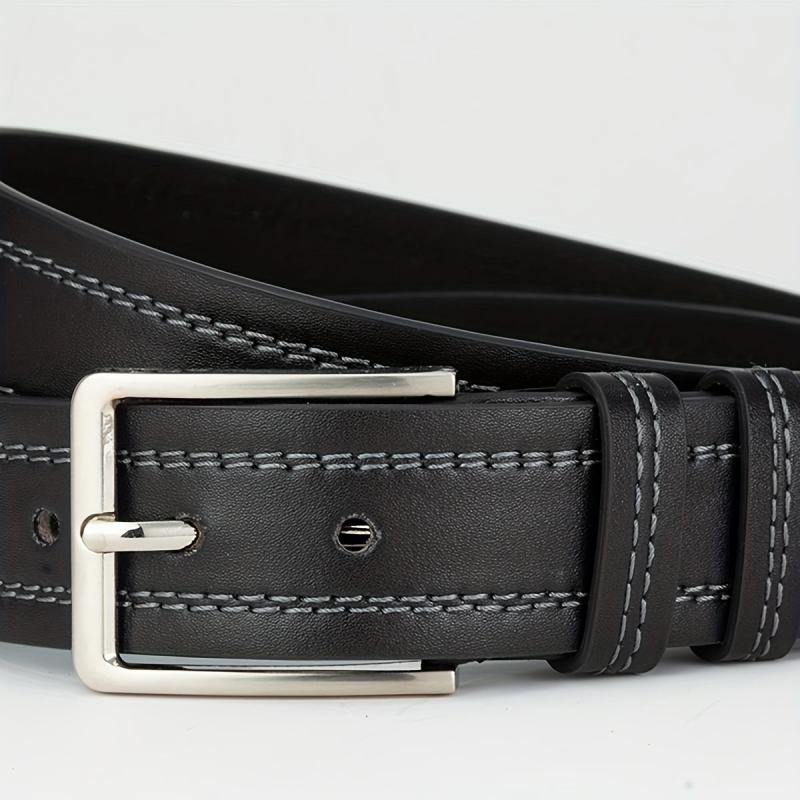Men's Double Wire Alloy Needle Buckle PU Belt