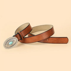 Western Turquoise Buckle Belt Vintage PU Dress Girdle