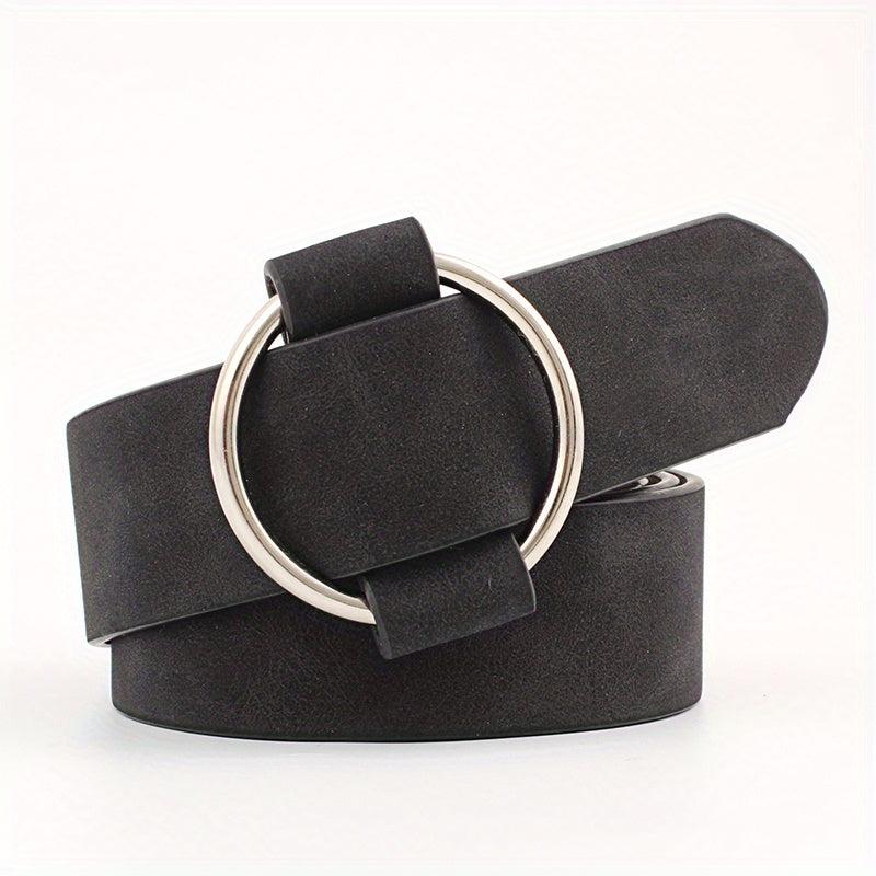 Round Metal Buckle Casual Belts Jeans Pants Wide Belt Women