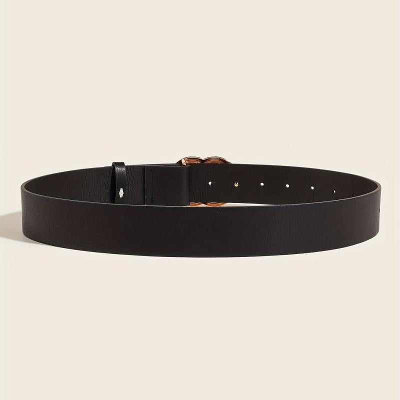 Double Circle Buckle Belt PU Leather Belt For Women