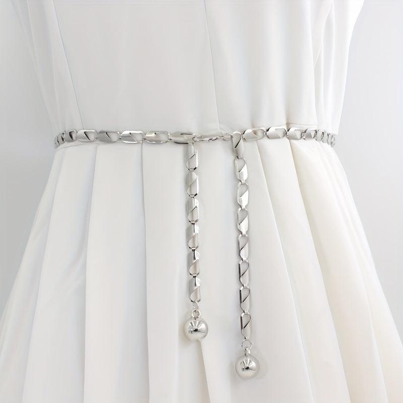 Geometric Hollow Waist Chain Stylish Metal Belt for Women