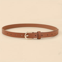 4pcs Oval Pin Buckle PU Belt Casual Jeans Pants Decoration Coat Girdle